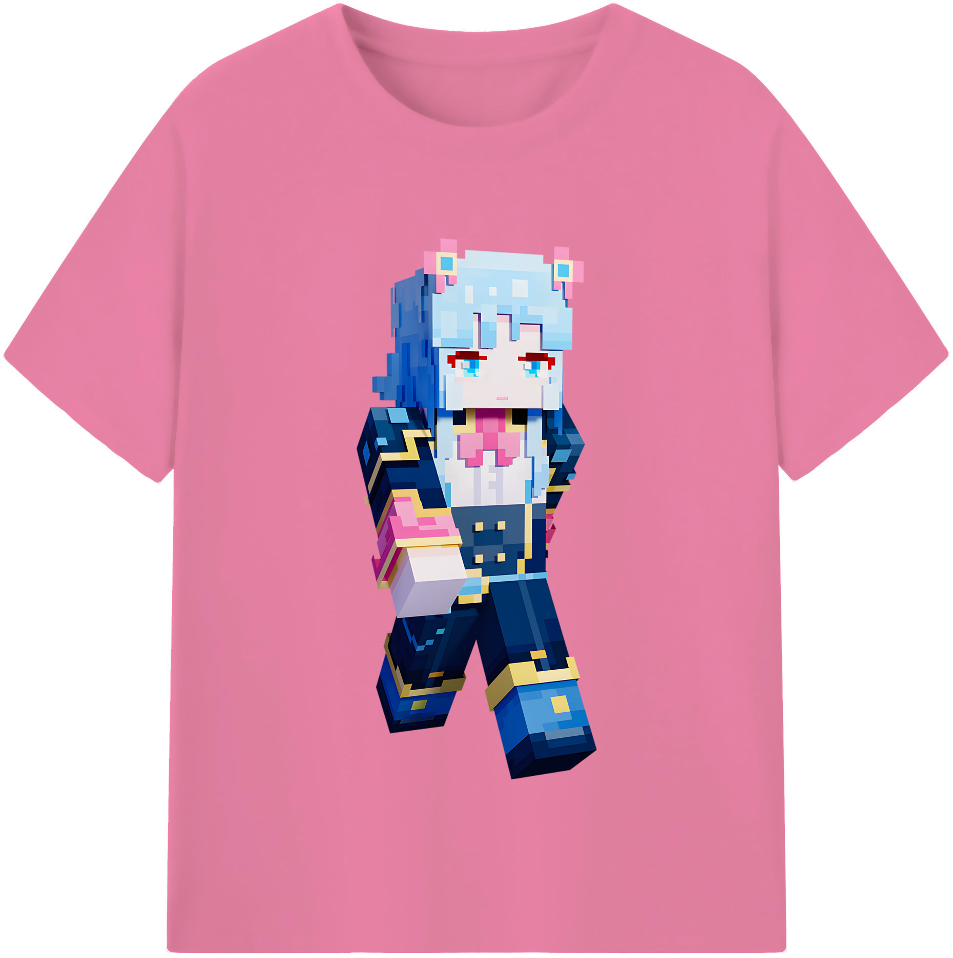 （画像用） マインクラフト ブロックの世界 Minecraft MC Block world 綿100％半袖Tシャツ（フロントプリント）